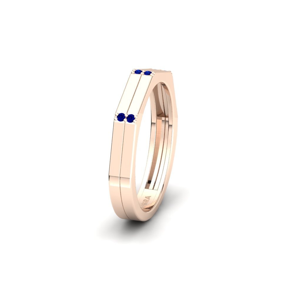 14ct Rose Gold Sapphire Women's Wedding Ring Czerwony