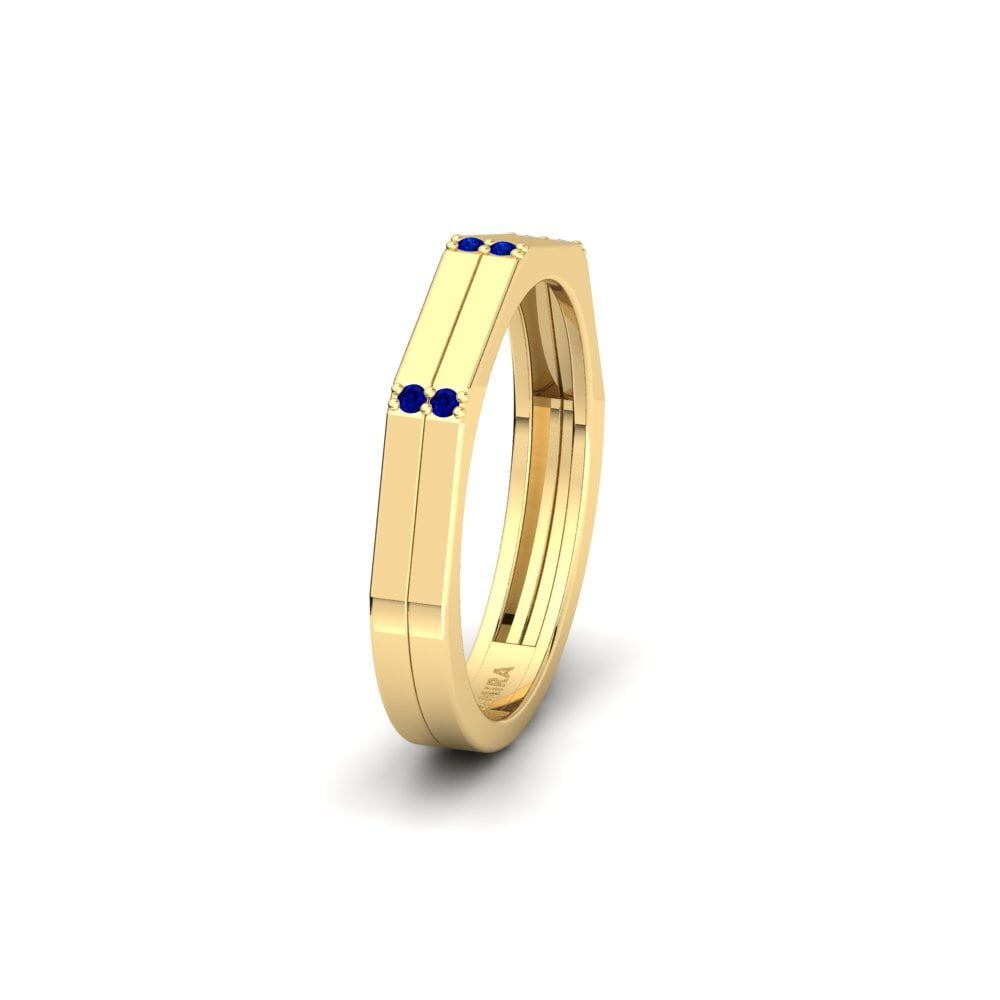 14ct Yellow Gold Sapphire Women's Wedding Ring Czerwony