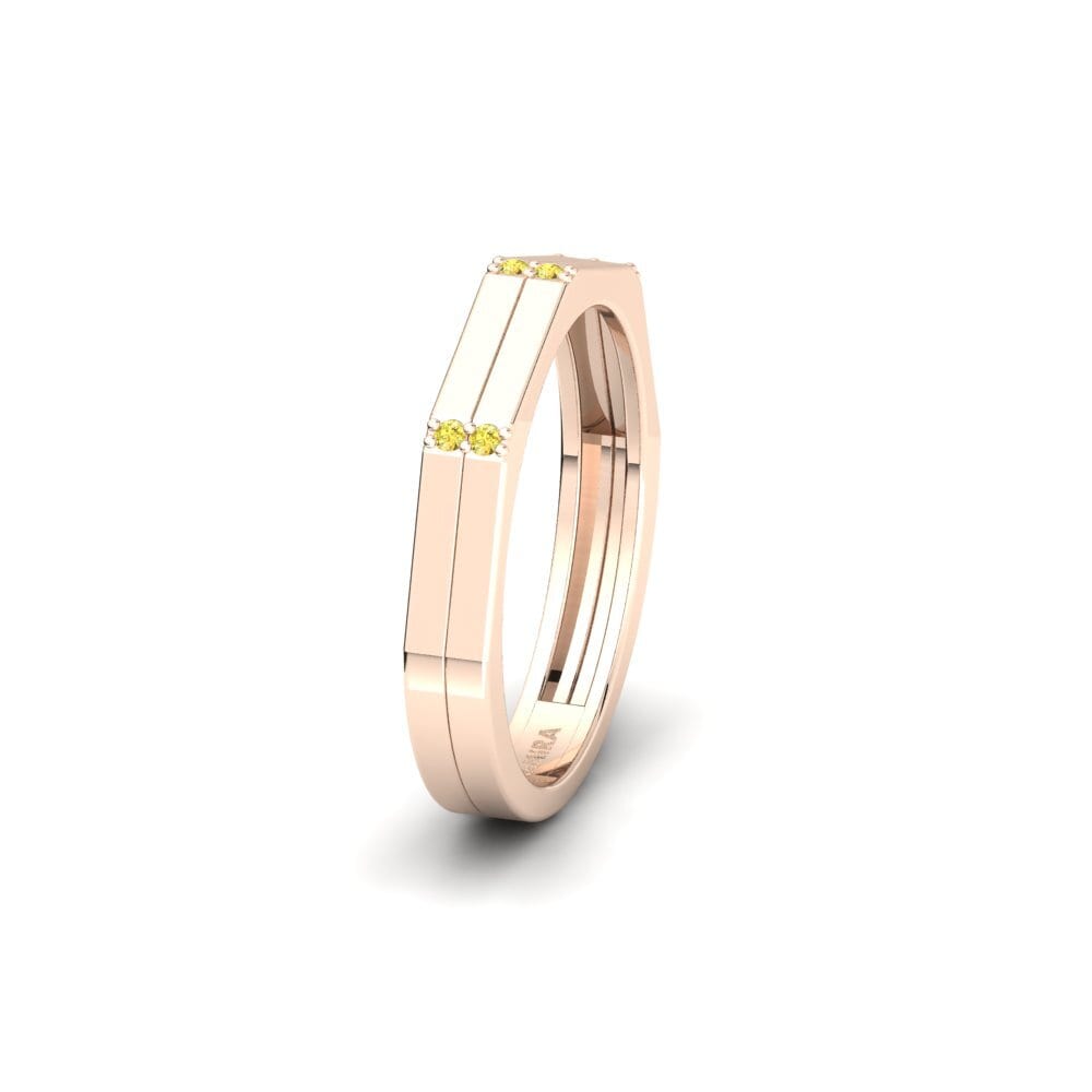 14ct Rose Gold Yellow Sapphire Women's Wedding Ring Czerwony