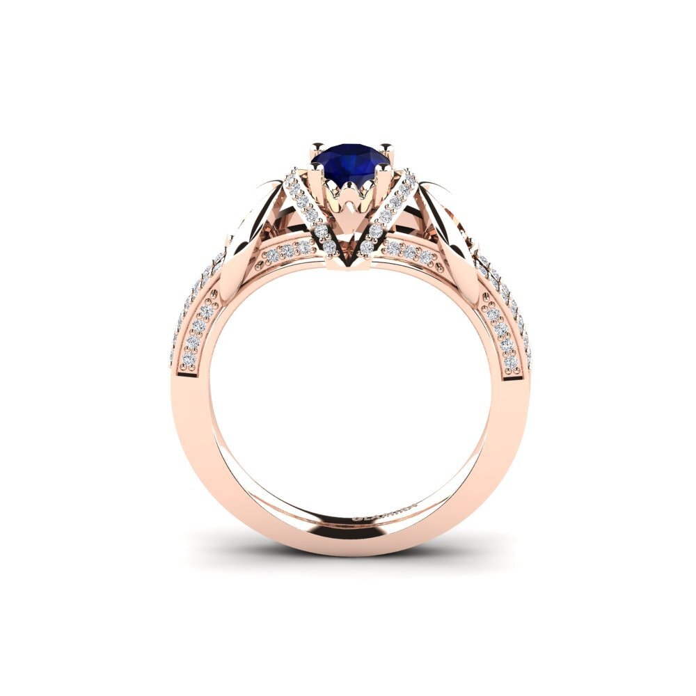 14ct Rose Gold Sapphire Bridal Set Crinkly Ring A