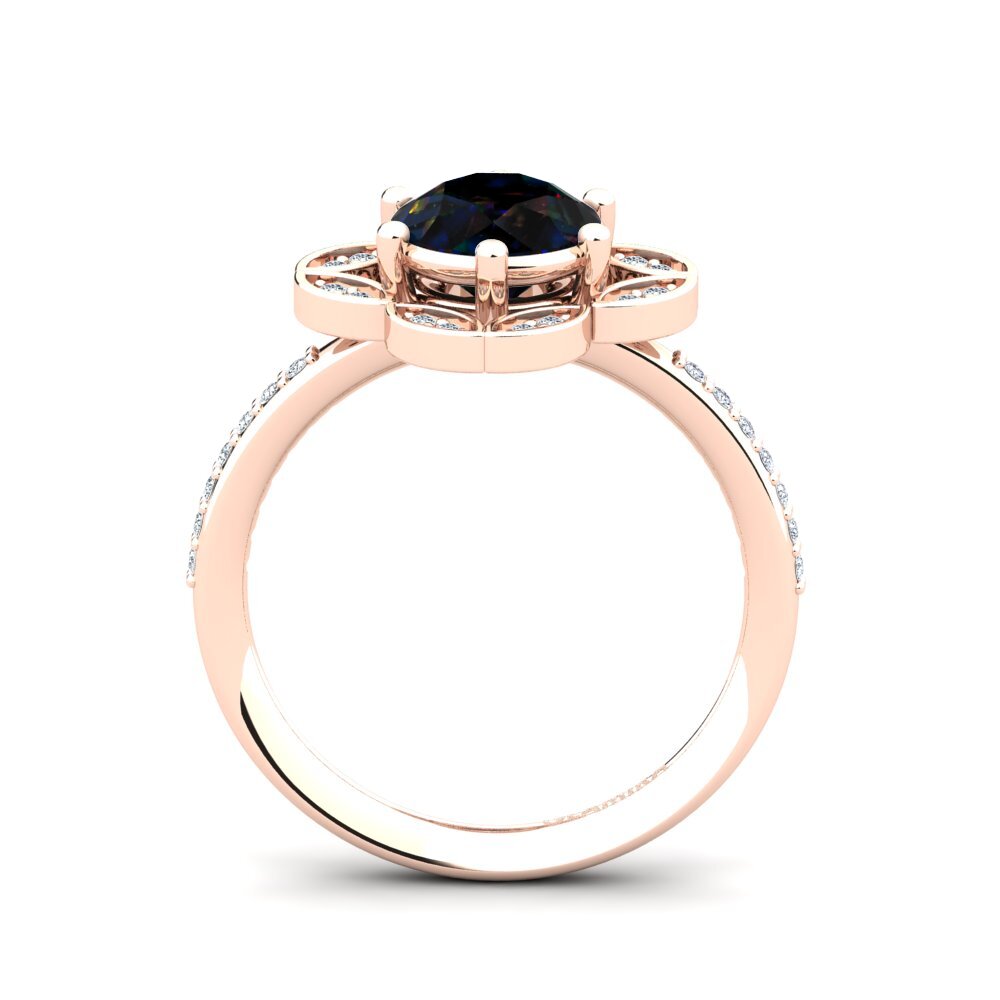14ct Rose Gold Black Opal Ring Dabria