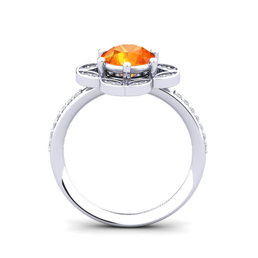 950 Palladium Orange Sapphire Ring Dabria