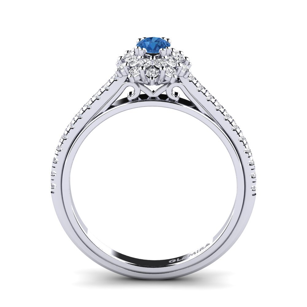 Dark Blue Zirconia Engagement Ring Daffney 0.16 crt