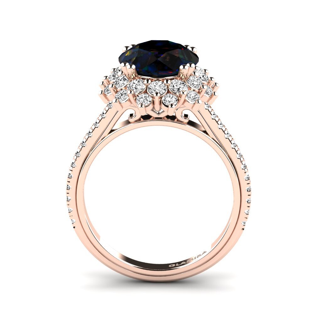 14k Oro Rosa Opalo Negro Anillo de compromiso Daffney 3.0 crt
