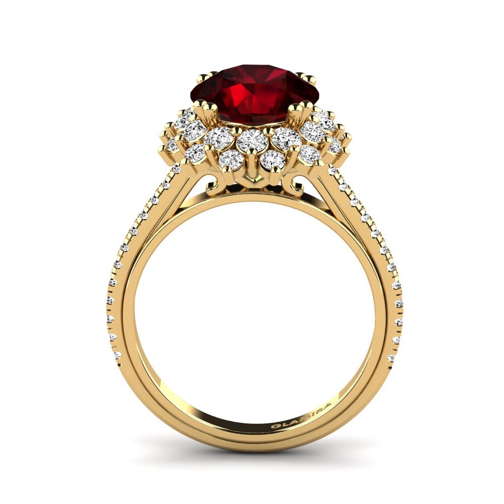 14k Oro Amarillo Granate Anillo de compromiso Daffney 3.0 crt