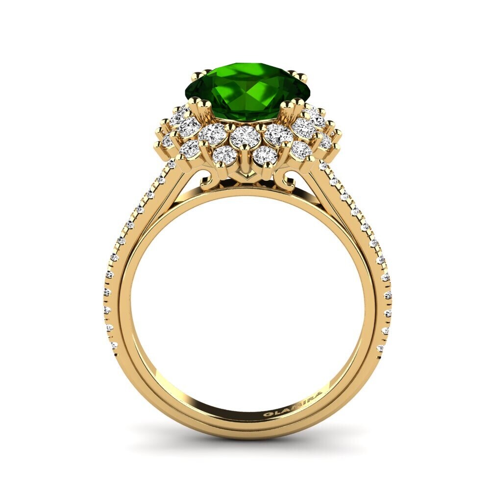 14k Oro Amarillo Turmalina verde Anillo de compromiso Daffney 3.0 crt