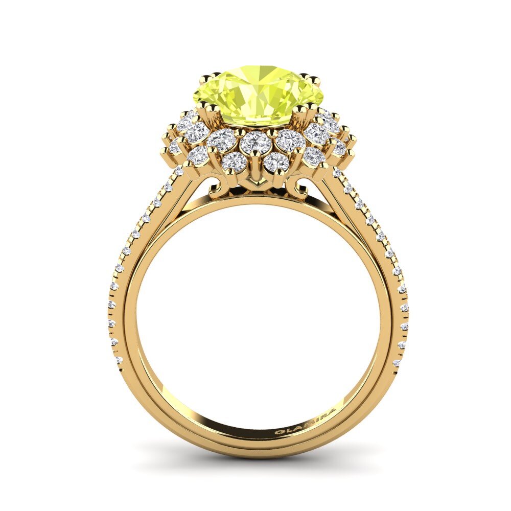14ct Yellow Gold Lemon Quartz Engagement Ring Daffney 3.0 crt