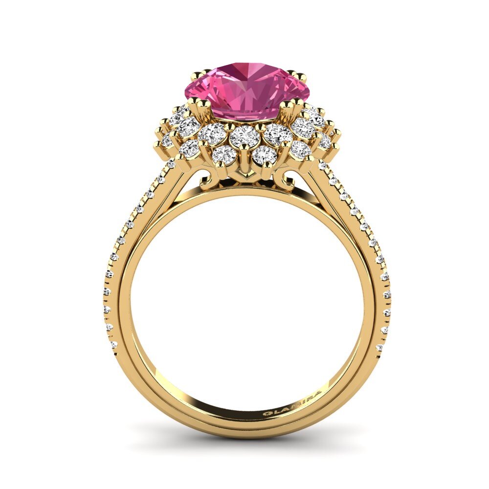 14k Oro Amarillo Turmalina rosa Anillo de compromiso Daffney 3.0 crt