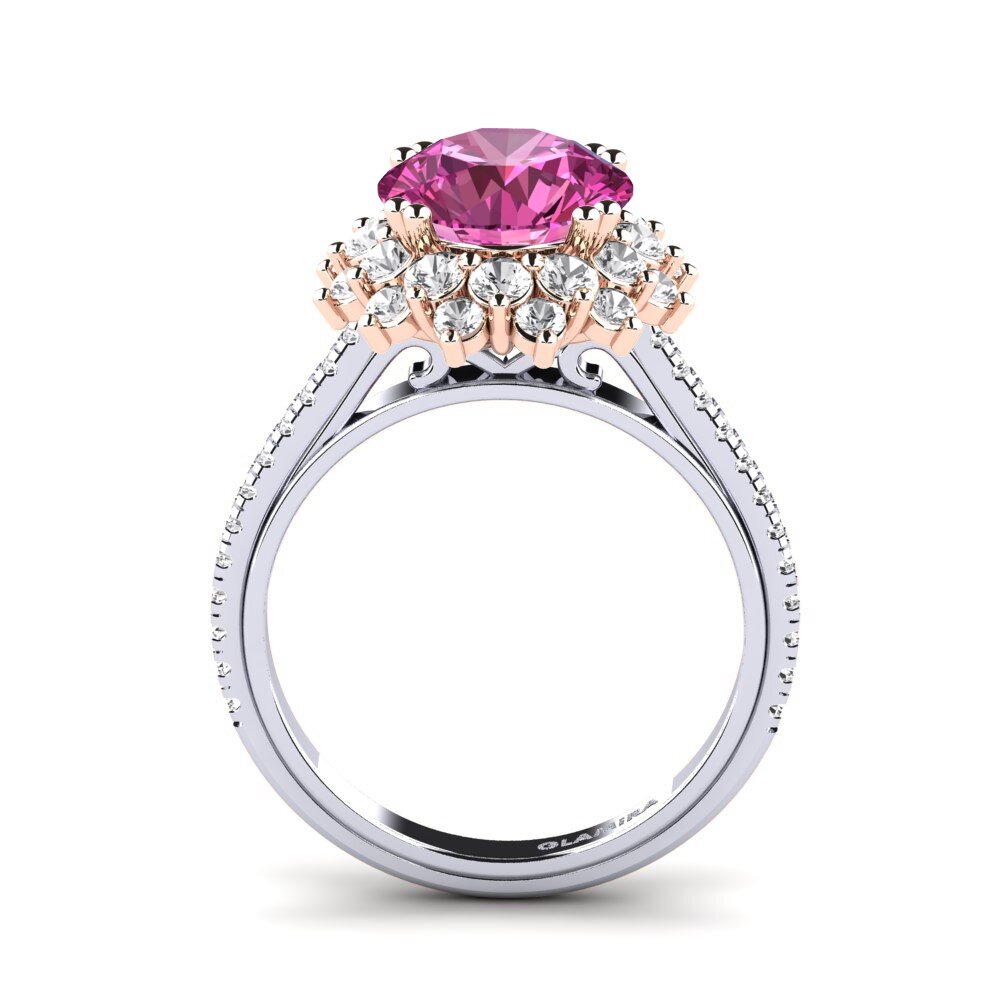 18k Oro Blanco / Rosa Anillo de compromiso Daffney 3.0 crt