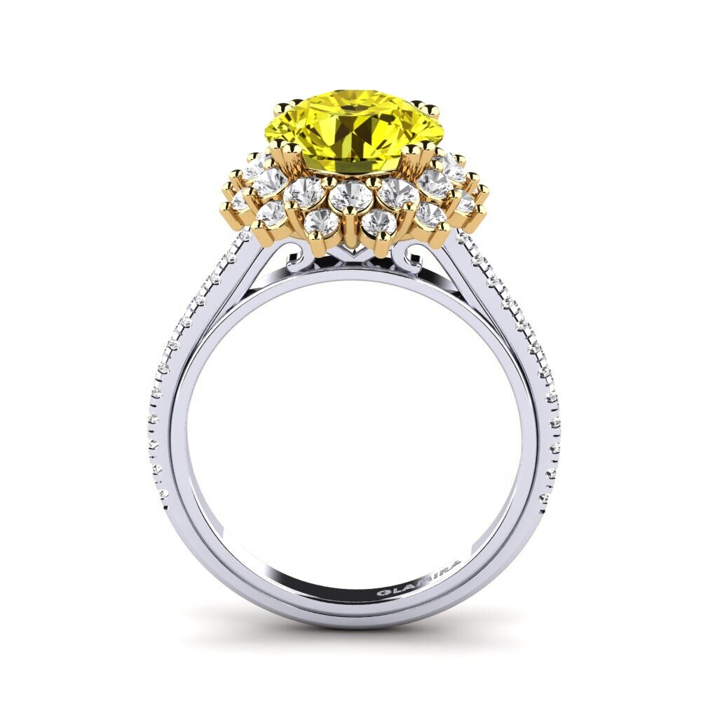 18k Oro Blanco / Amarillo Anillo de compromiso Daffney 3.0 crt