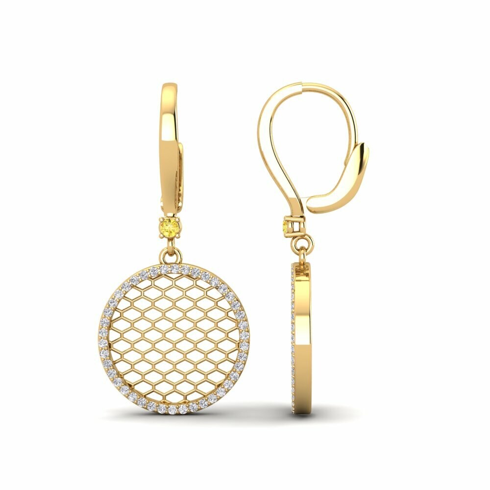 Saphir Jaune Boucle d'oreille femme Dafna