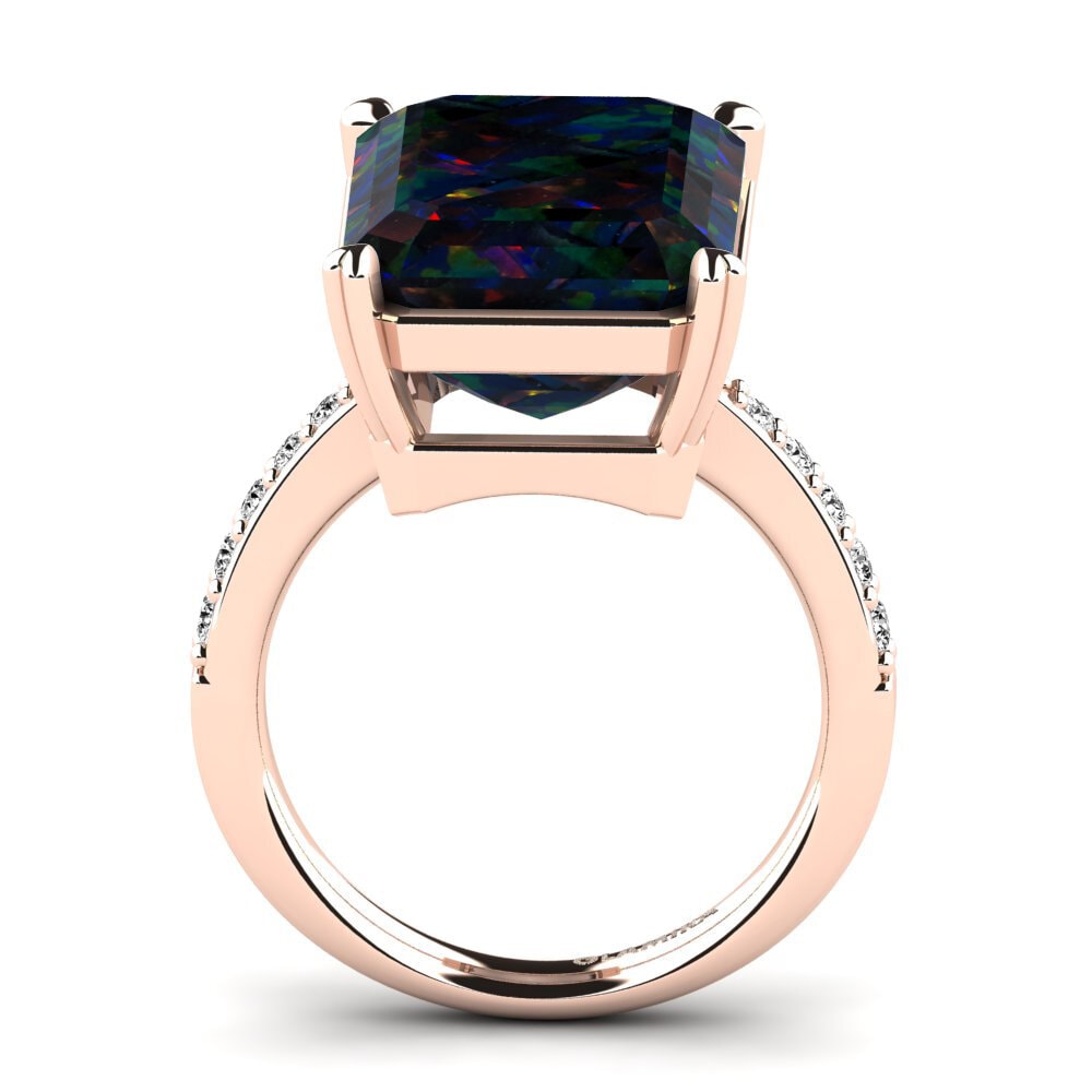 14k Oro Rosa Opalo Negro Anillo Darcie