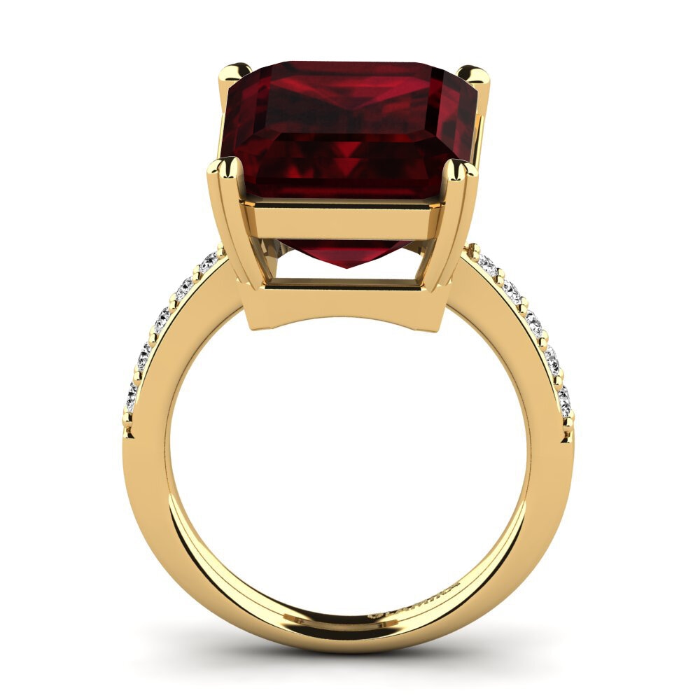 14k Oro Amarillo Granate Anillo Darcie