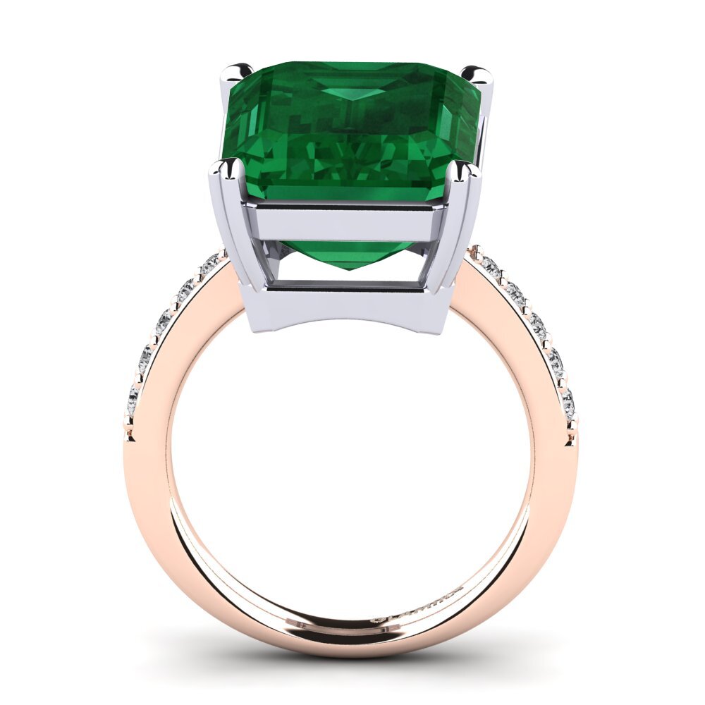 18ct Rose & White Gold Emerald (Lab Created) Ring Darcie