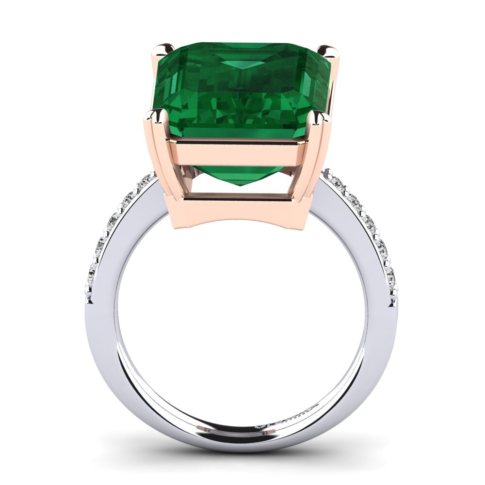 18ct White & Rose Gold Emerald (Lab Created) Ring Darcie