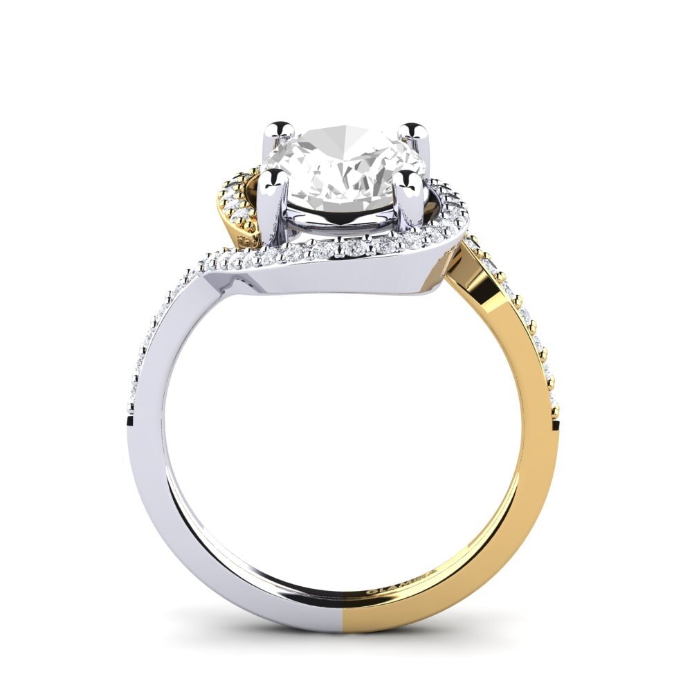 14ct White / Yellow Gold White Topaz Engagement Ring Daulina
