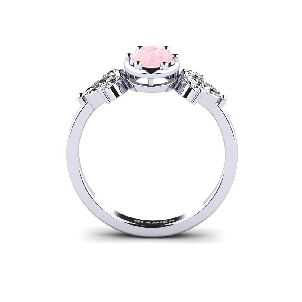 White Silver Rose Quartz Ring Deasib
