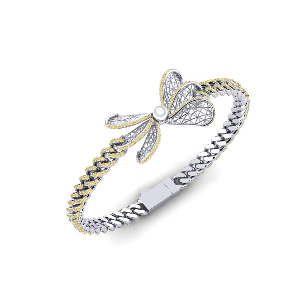 14ct White Gold Yellow Diamond Women's Bracelet Defterre