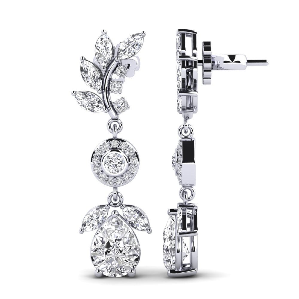 Boucles D'oreilles Clous En Or Blanc 14k Avec Diamants Lab Créés - 3 Carats - NEUF Sur Mesure