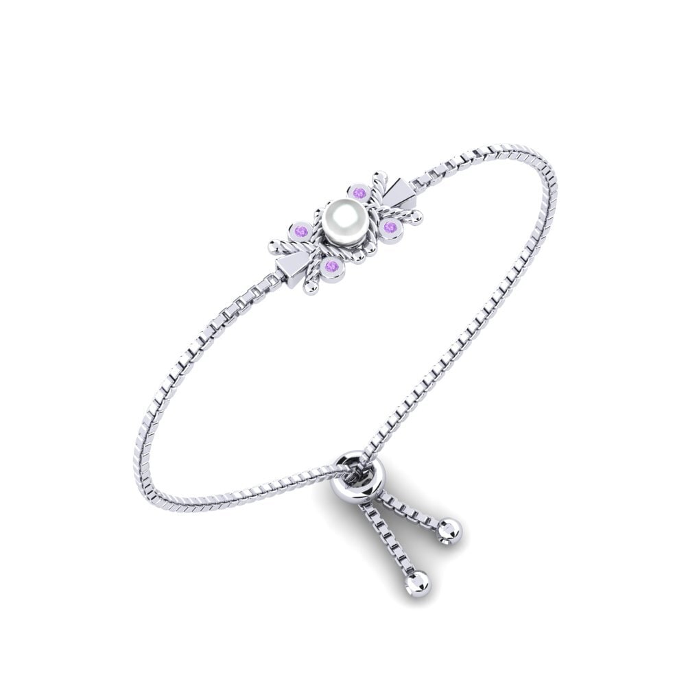 950 Platinum Amethyst Women's Bracelet Delicate