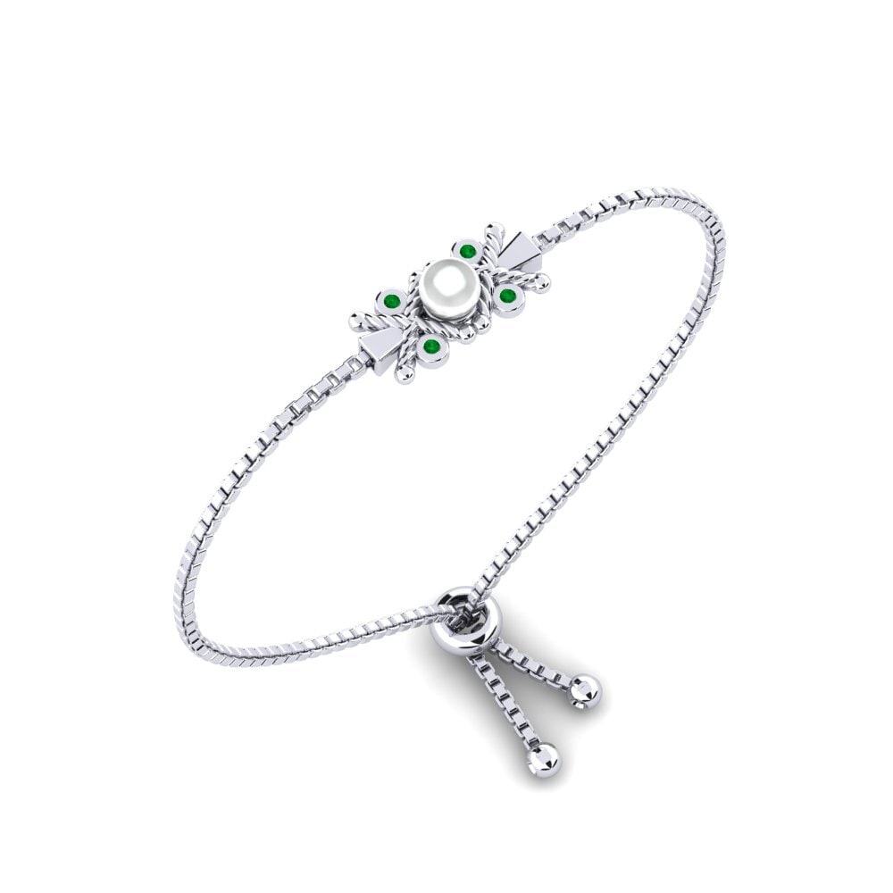 950 Platinum Emerald Women's Bracelet Delicate