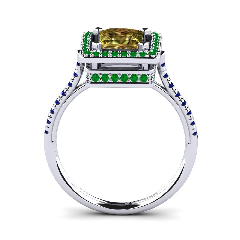 18ct White Gold Sultan Stone Engagement Ring Delonne
