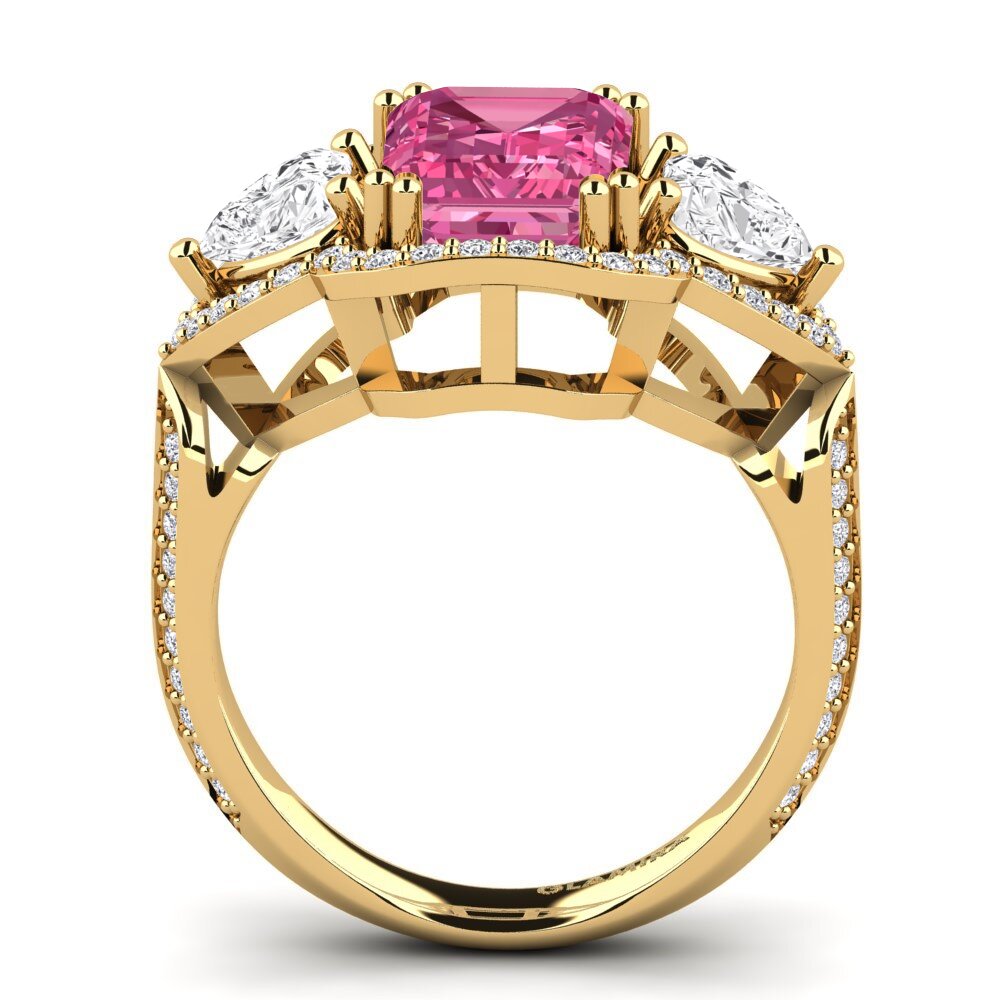 14k Oro Amarillo Anillo de compromiso Demaura