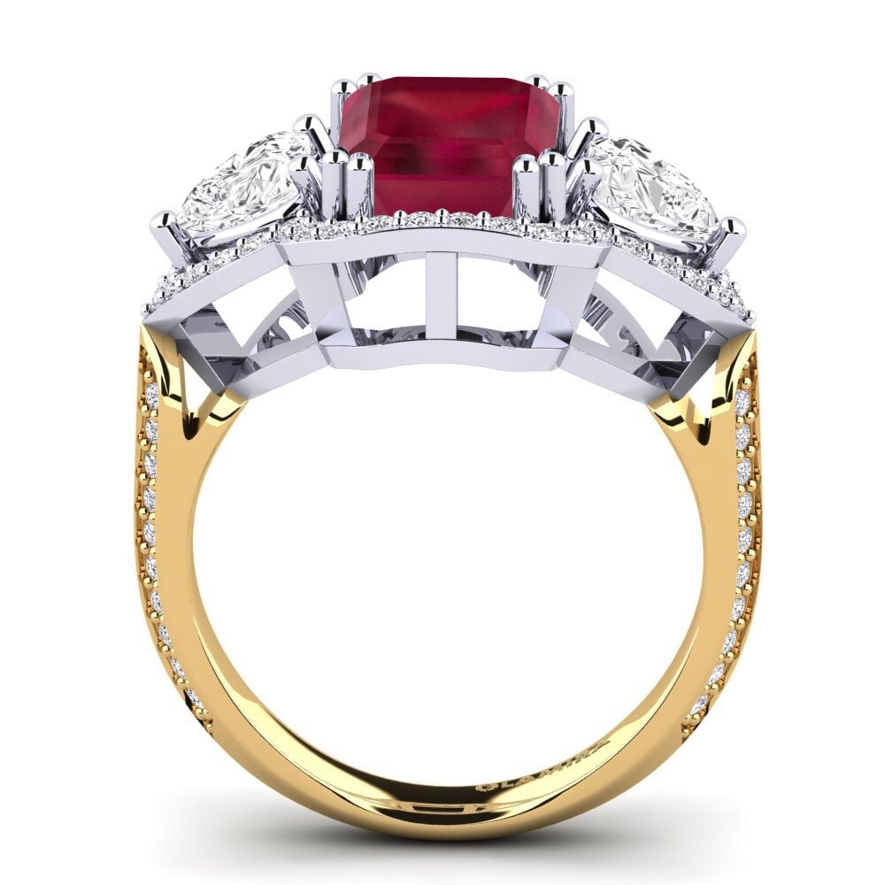 18k Oro Blanco / Amarillo Anillo de compromiso Demaura
