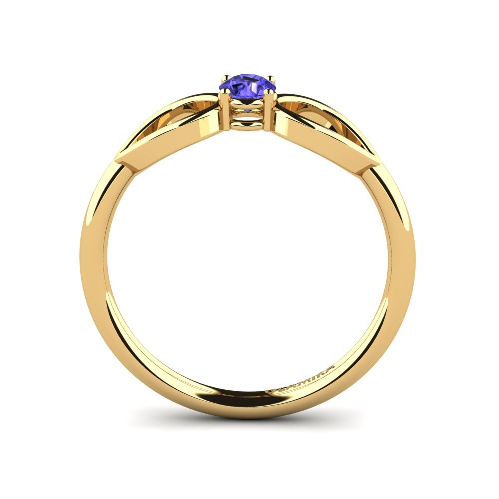 18k Oro Amarillo Tanzanita Anillo de compromiso Derivel