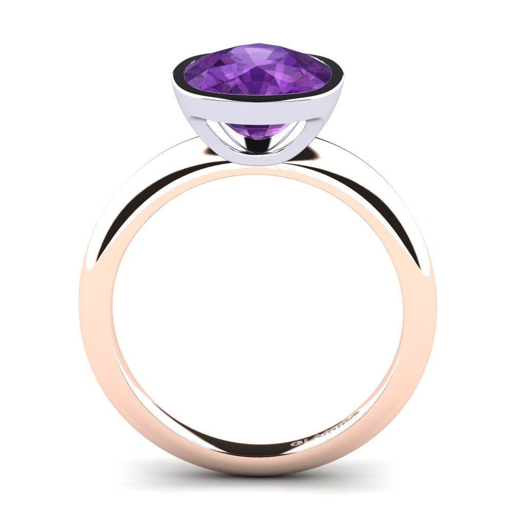 14ct Rose / White Gold Amethyst Engagement Ring Diana