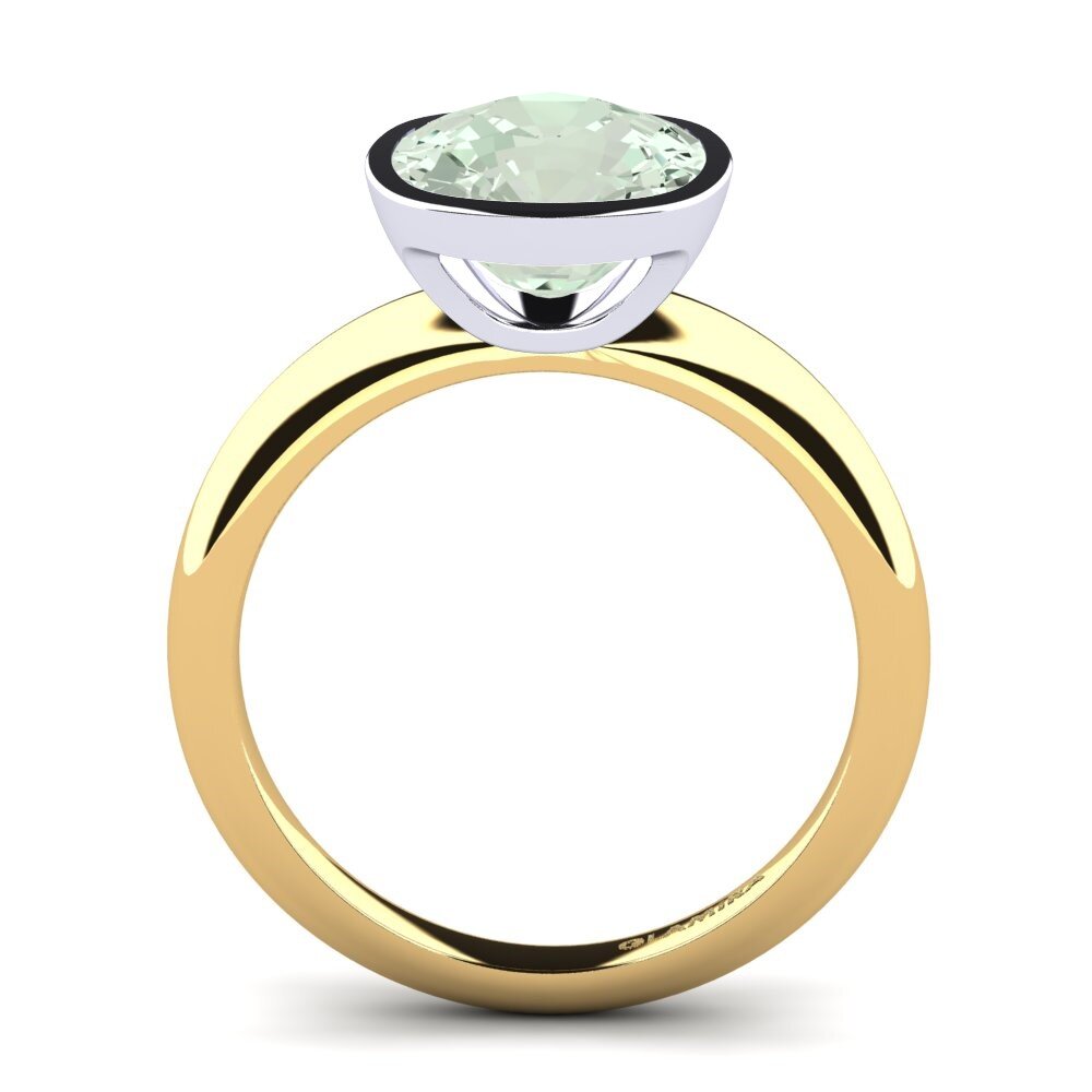 14k Oro Amarillo & Blanco Amatista verde Anillo de compromiso Diana