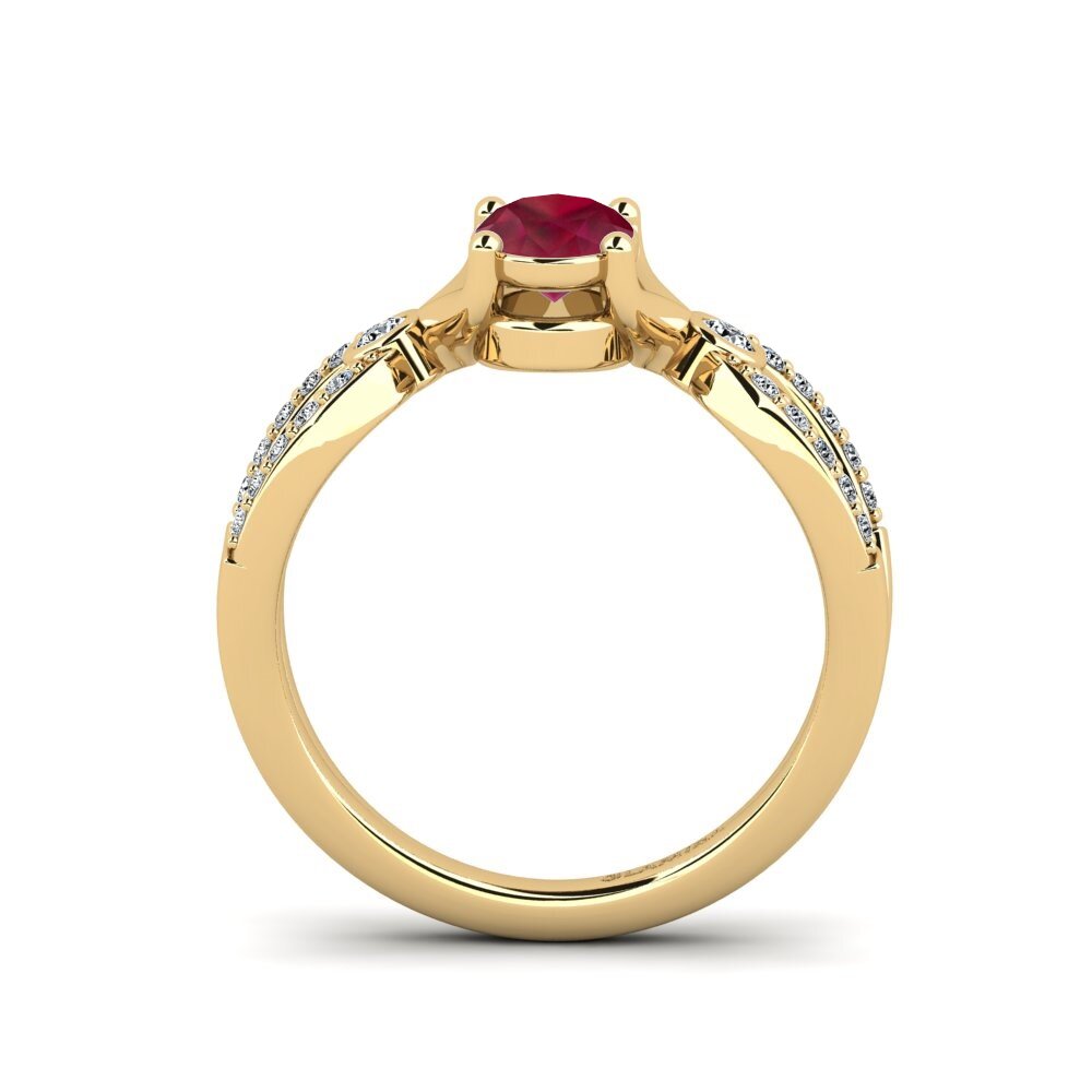 14ct Yellow Gold Ruby Women's Ring Dideneua
