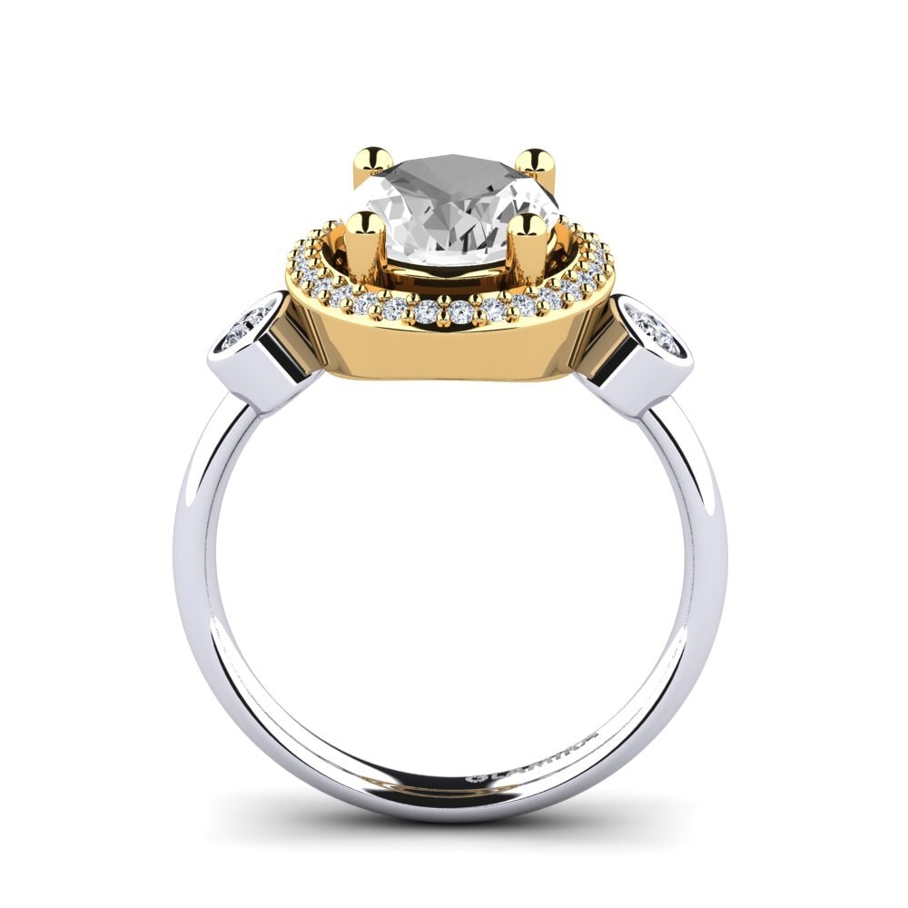 14ct White / Yellow Gold White Topaz Engagement Ring Dirinder