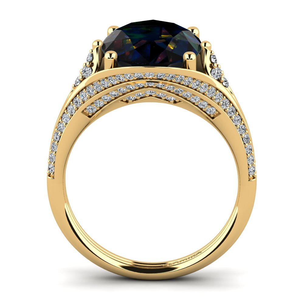 9ct Yellow Gold Black Opal Ring Djamila