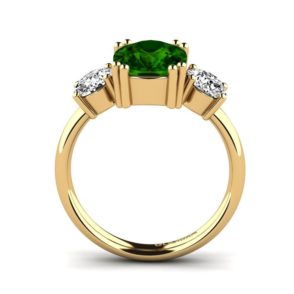 14k Oro Amarillo Turmalina verde Anillo Domela
