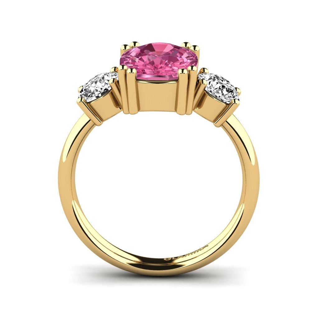 14k Oro Amarillo Turmalina rosa Anillo Domela