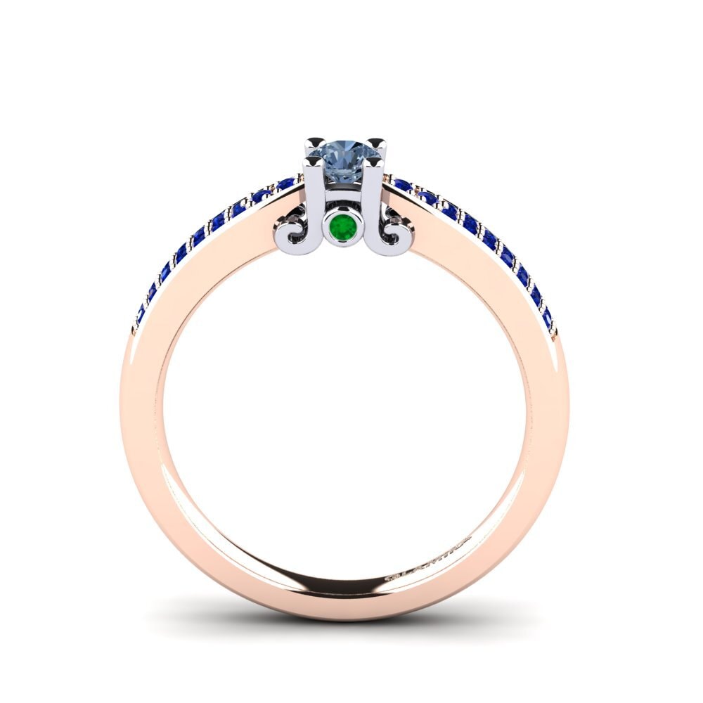 14ct Rose / White Gold Blue Diamond Engagement Ring Donielle 0.16 crt