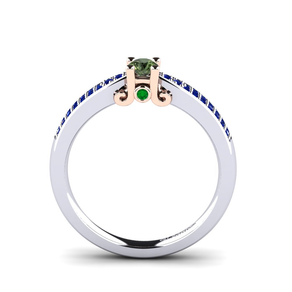 14ct White / Rose Gold Green Sapphire Engagement Ring Donielle 0.16 crt