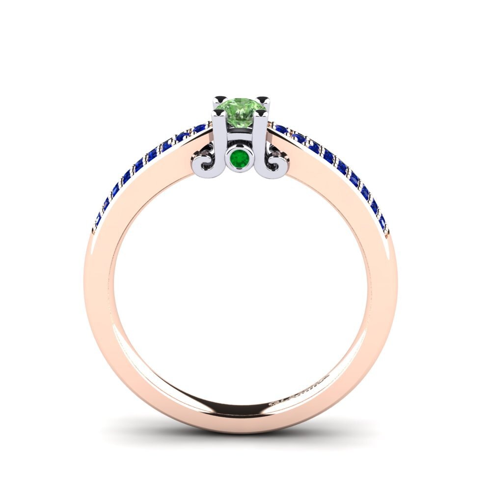 14ct Rose / White Gold Green Diamond Engagement Ring Donielle 0.16 crt