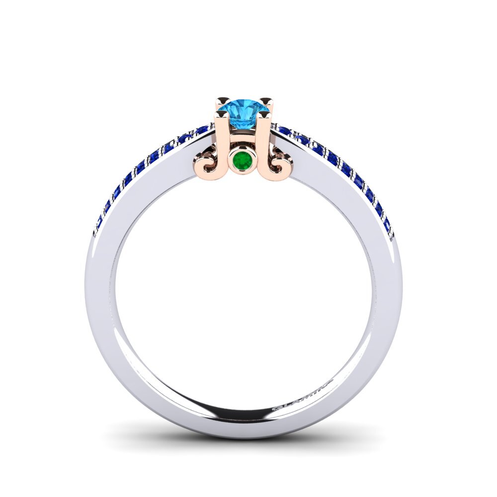 14ct White / Rose Gold Blue Topaz Engagement Ring Donielle 0.16 crt
