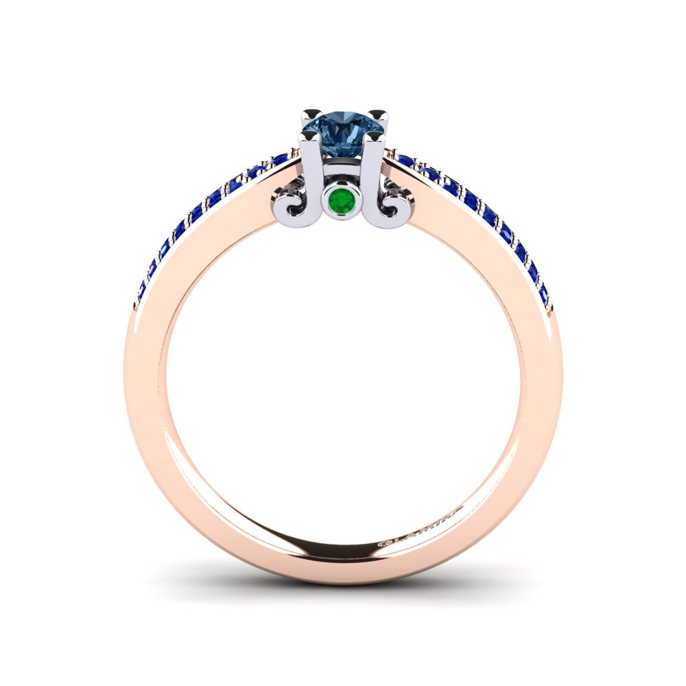 14ct Rose / White Gold Blue Diamond Engagement Ring Donielle 0.25 crt