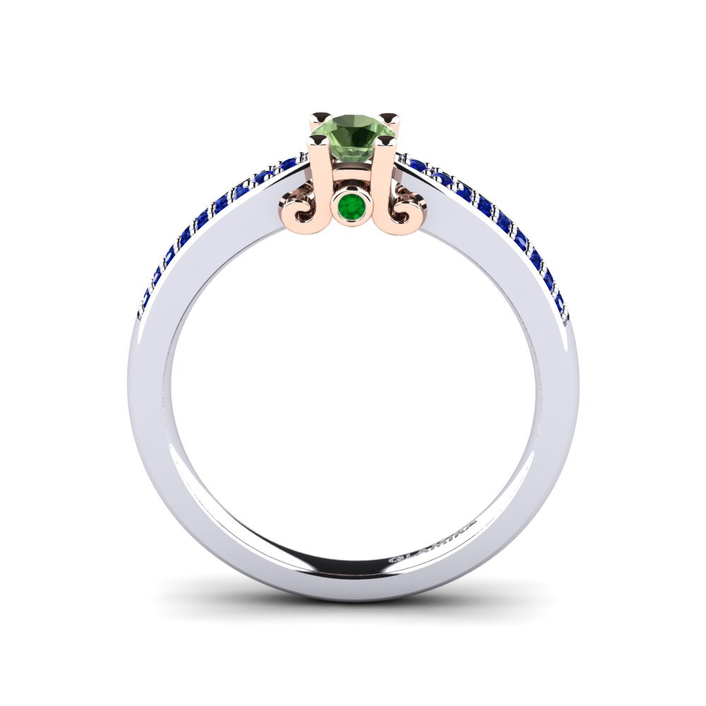 14ct White / Rose Gold Green Sapphire Engagement Ring Donielle 0.25 crt