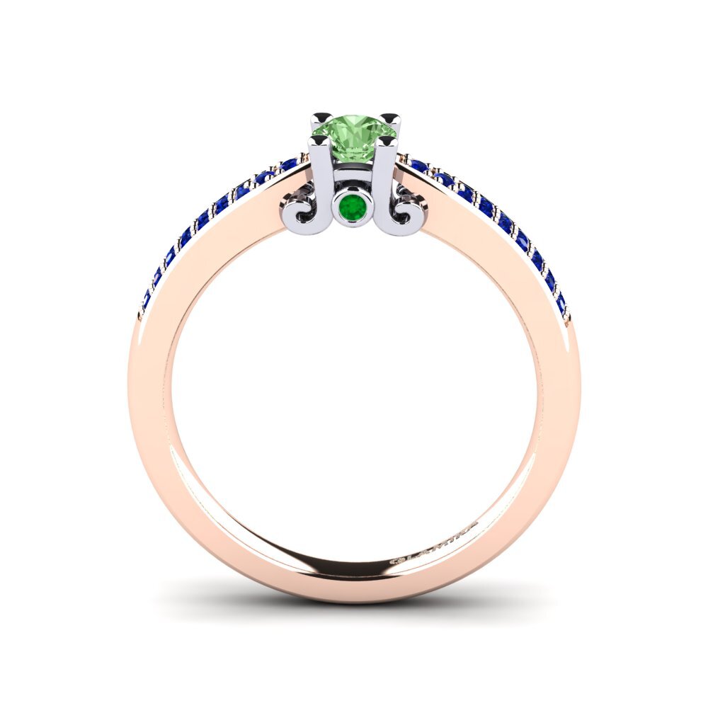 14ct Rose / White Gold Green Diamond Engagement Ring Donielle 0.25 crt
