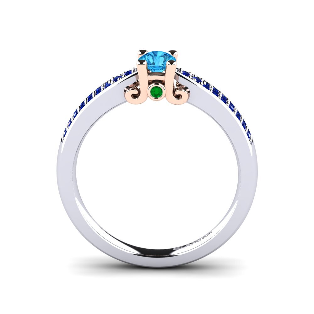 14ct White / Rose Gold Blue Topaz Engagement Ring Donielle 0.25 crt