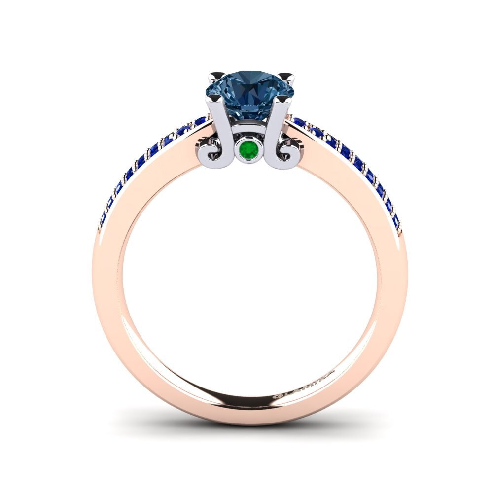 14ct Rose / White Gold Blue Diamond Engagement Ring Donielle 0.8 crt