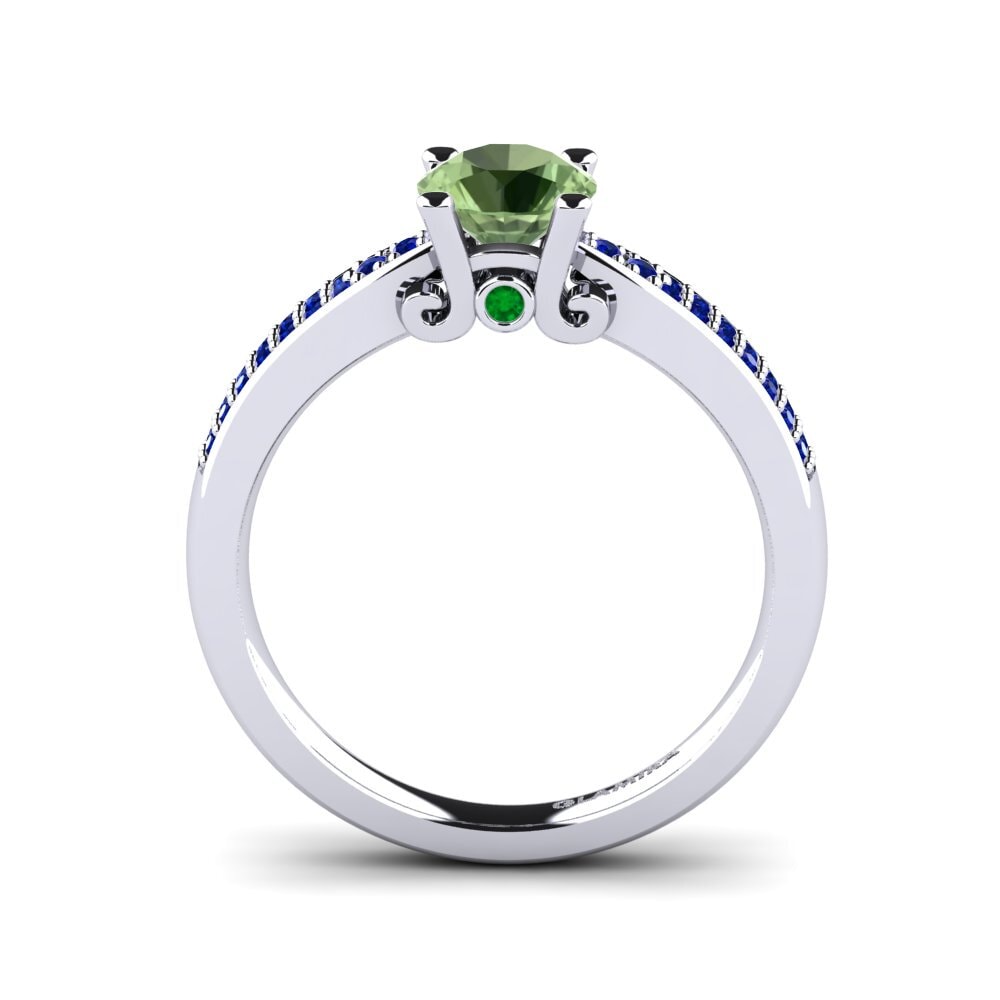 White Silver Green Sapphire Engagement Ring Donielle 0.8 crt