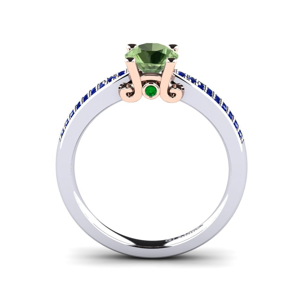 14ct White / Rose Gold Green Sapphire Engagement Ring Donielle 0.8 crt