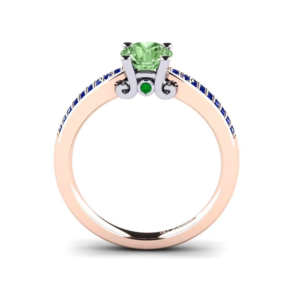 14ct Rose / White Gold Green Diamond Engagement Ring Donielle 0.8 crt