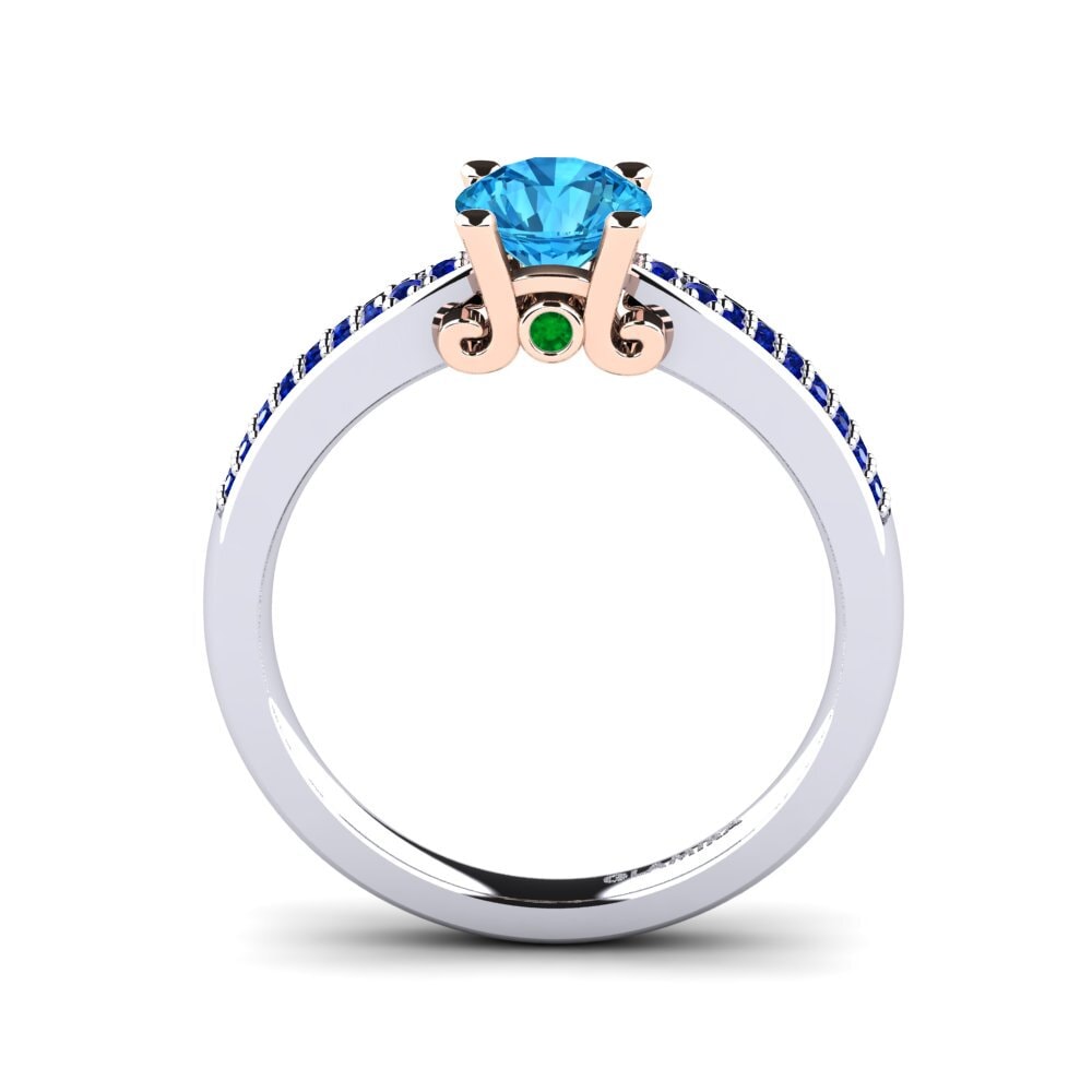 14ct White / Rose Gold Blue Topaz Engagement Ring Donielle 0.8 crt
