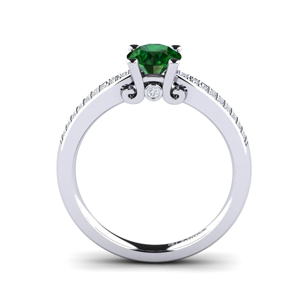 White Silver Tsavorite Engagement Ring Donielle 0.8 crt